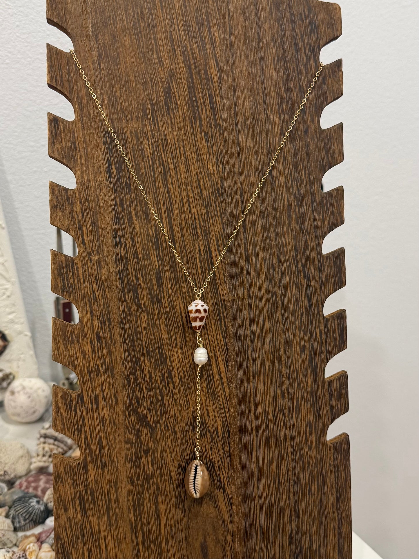 Hebrew Cowrie drop necklace