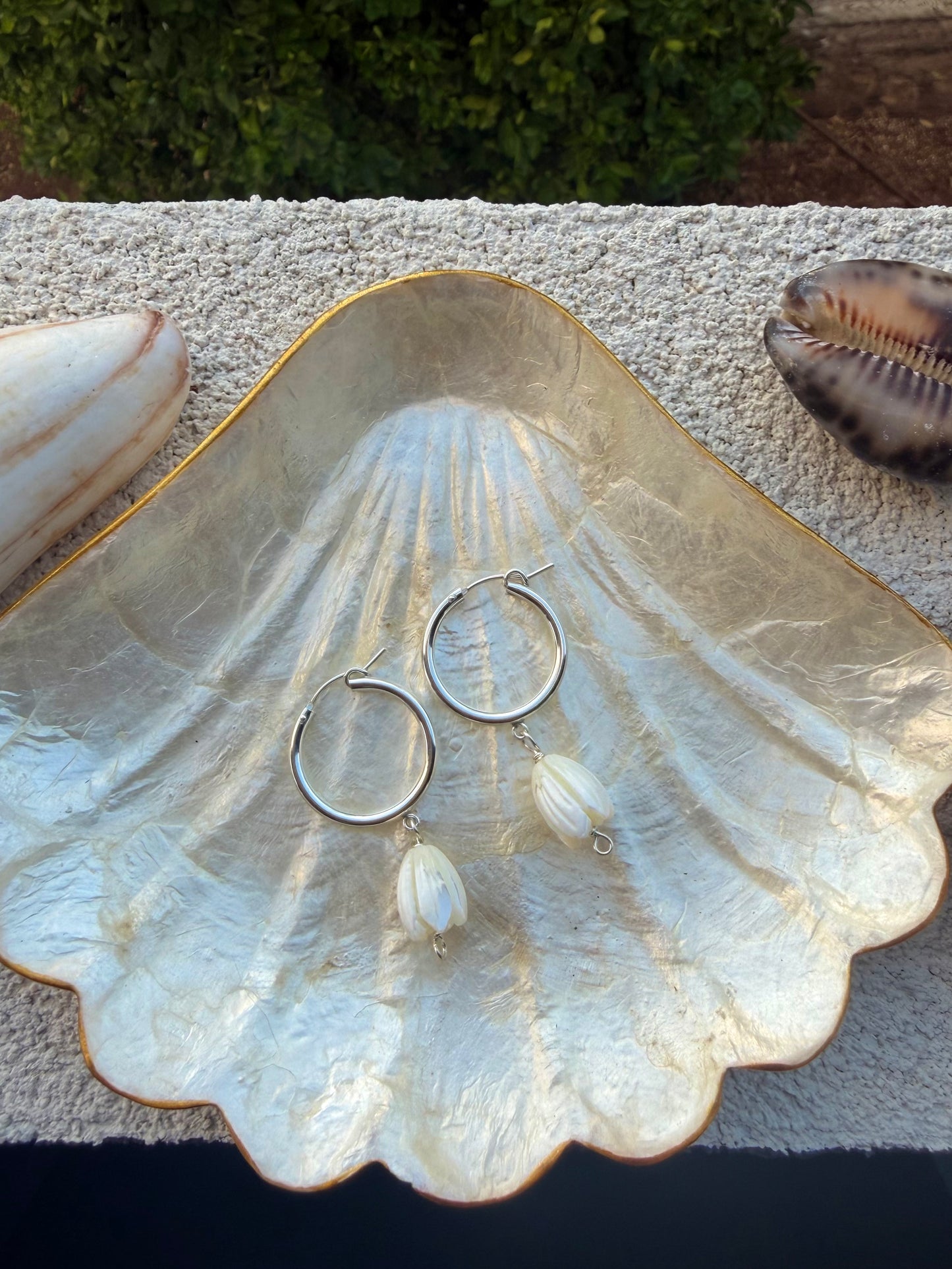 SILVER pikake hoops