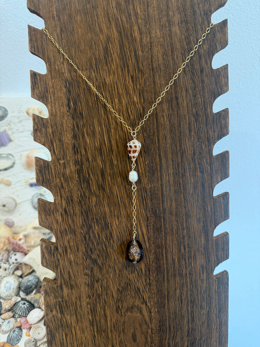 Hebrew cowrie drop necklace