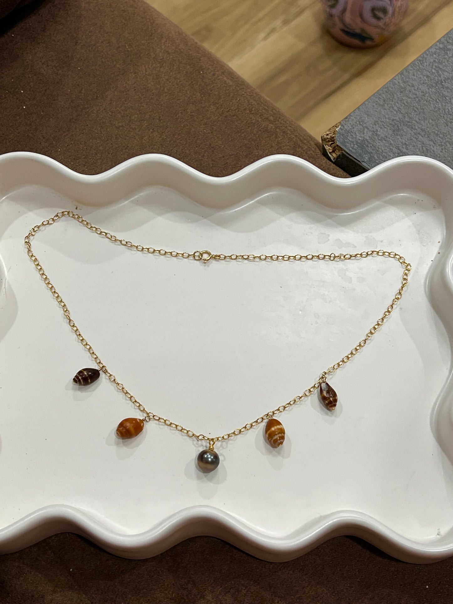 Tahitian pearl charm necklace