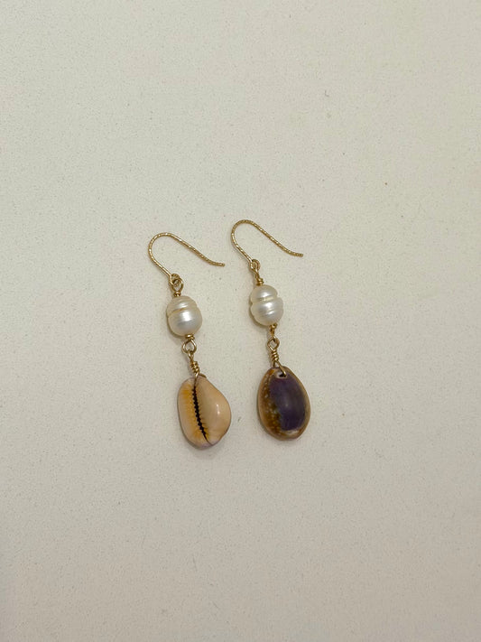 Cowrie Pearl Dangles