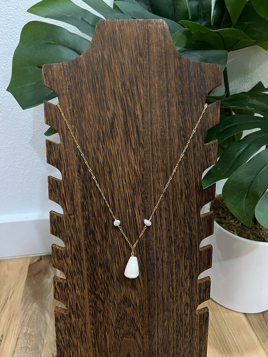 White Cone Shell Pearl Necklace
